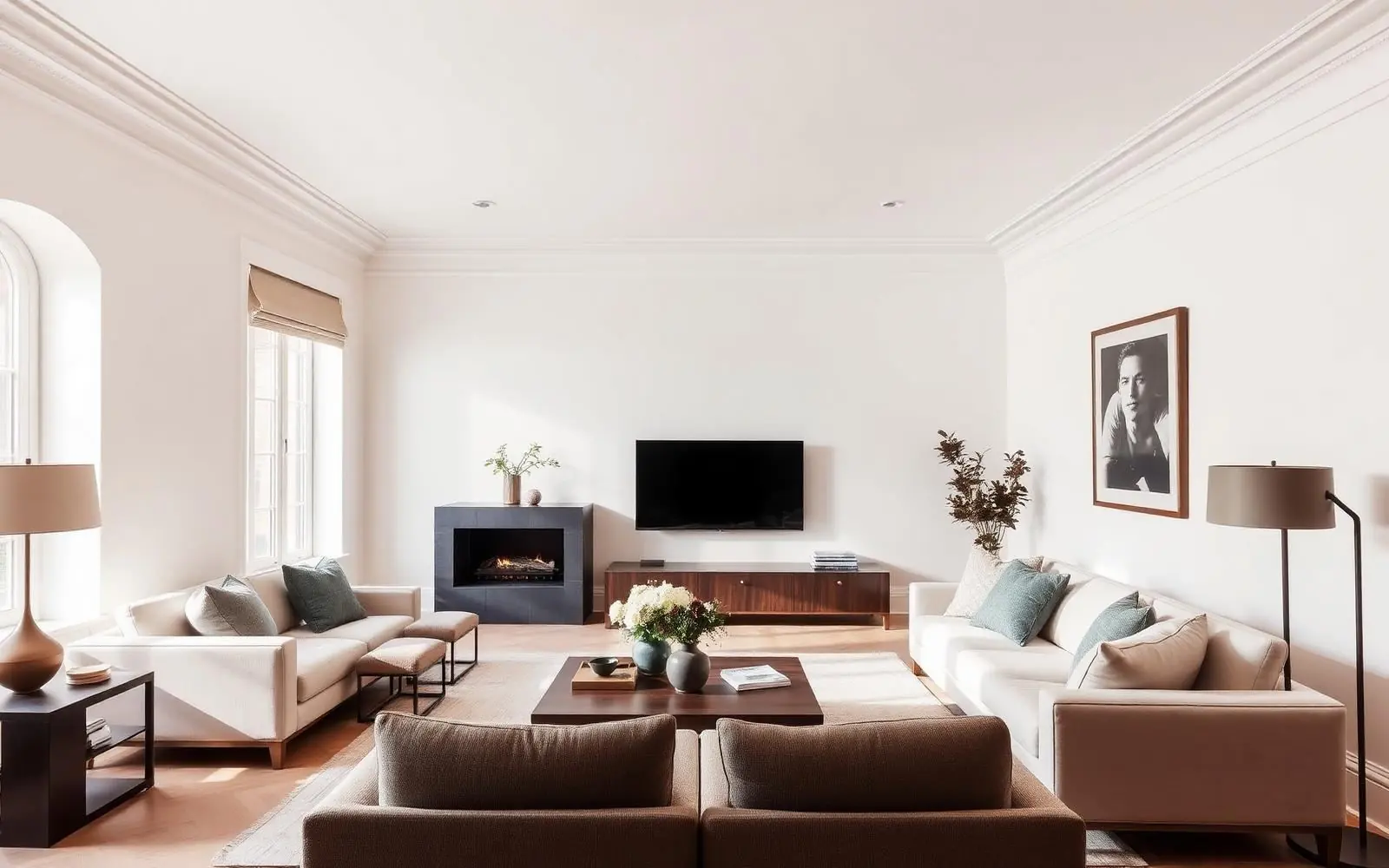 Smooth plastered living room walls and cornices in a Melbourne home